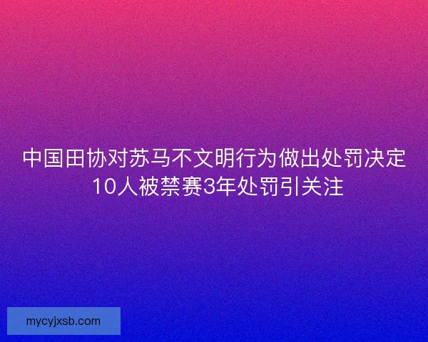 中国田协对苏马不文明行为做出处罚决定 10人被禁赛3年处罚引关注